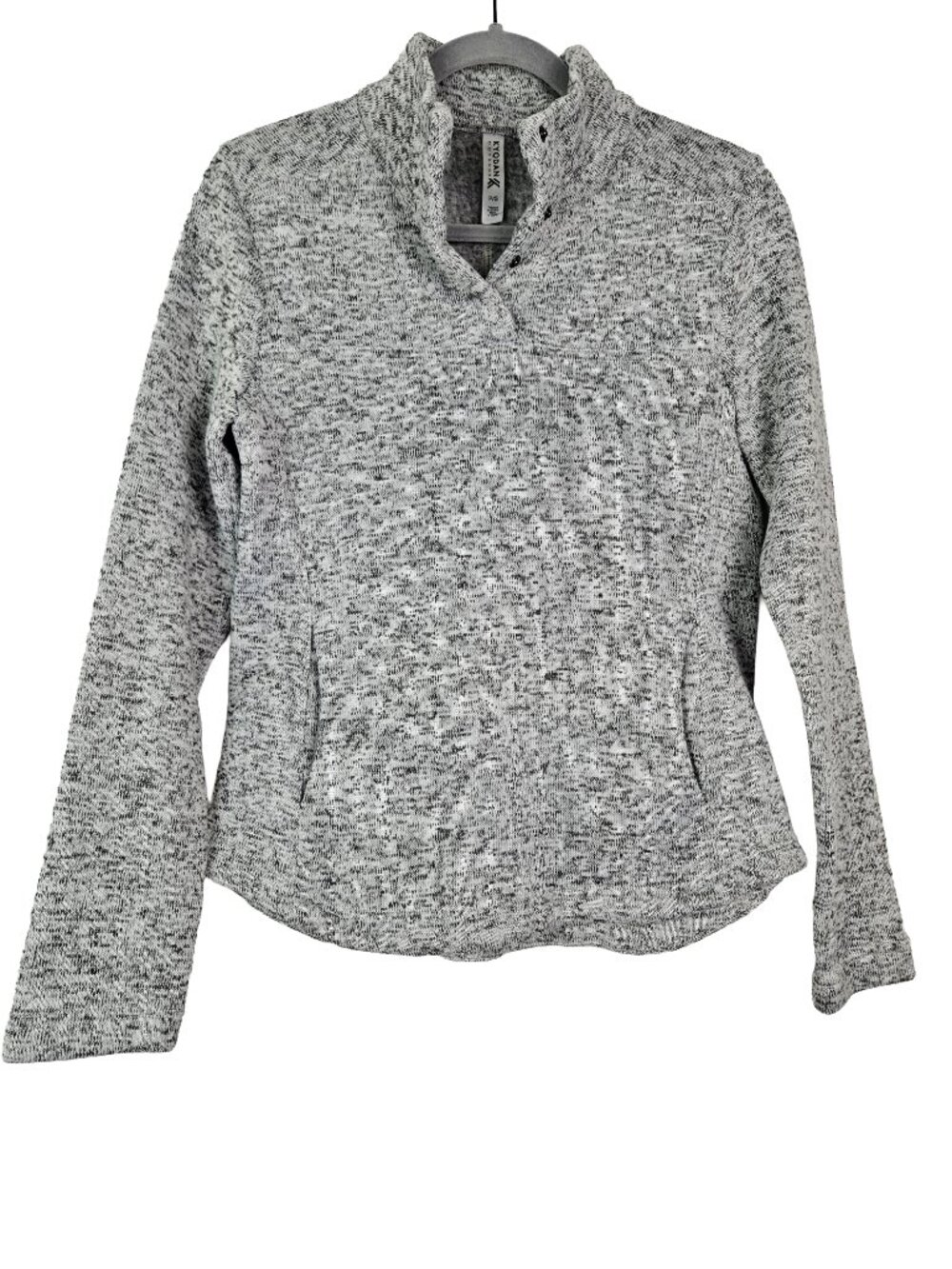 KYODAN Outdoor Fleece Lined 1/4 Snap Button Pullover Top Heather/Marled Gray S